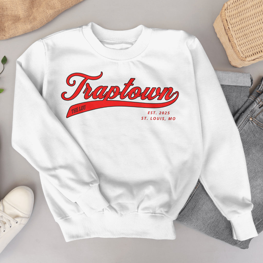 (St.Louis Edition) White Crewneck with Black and Red