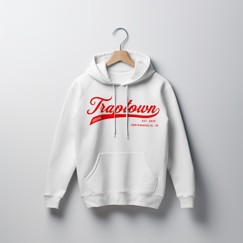 White Hoodie with Red Traptown