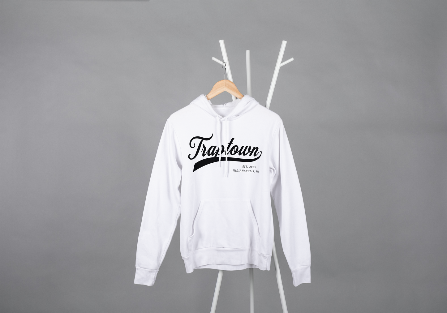 White hoodie with black